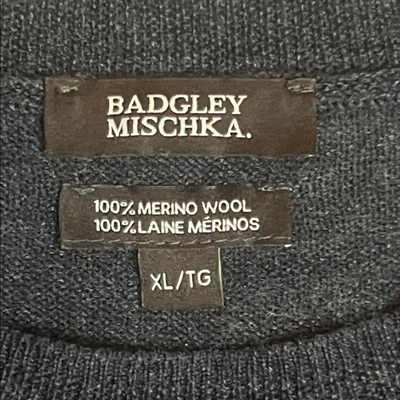 Badgley Mischka 100% Merino Wool Dark Grey Knit Sweater Mock Neck sz XL - Picture 2 of 8